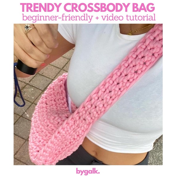 Crochet Trendy Crossbody Bag - Easy crochet bag pattern  - beginner friendly crochet pattern - Chunky Crochet bag EASY Crochet Pattern