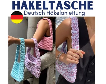 Deutsch Häkelanleitung Handtasche - Anleitung für eine Mini Häkeltasche für Anfänger - trendige Häkelhandtasche