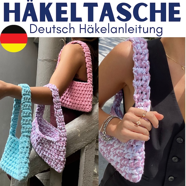 Deutsch Häkelanleitung Handtasche - Anleitung für eine Mini Häkeltasche für Anfänger - trendige Häkelhandtasche