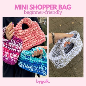 EASY Mini Shopper Bag - step by step + video tutorial! Cute crochet bag, trendy crochet bag - Beginner friendly crochet bag tutorial