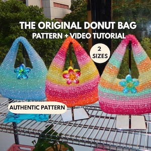 El bolso original para donuts: ¡2 TAMAÑOS! Patrón de ganchillo para principiantes con videotutorial completo y guías fotográficas paso a paso.