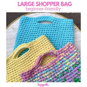 Easy Large DIY Grocery Bag Crochet Pattern - Beginner-Friendly customizable market tote-Bag, PDF Tutorial for Handmade Crochet Grocery Bag