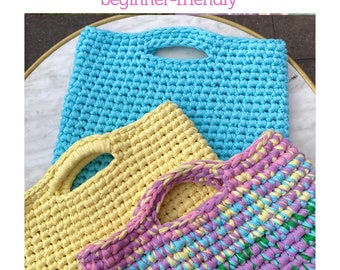 Large Shopper Bag Crochet Pattern  - EASY crochet pattern tutorial for beginners - step by step photo guide - Includes 2 Bag Strap Options!