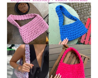 EASY Crochet Handbag Pattern + Guiding Pictures - Trendy Mini Handbag Crochet Pattern for Beginners! Cute Crochet Handbag tutorial!