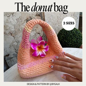 Torebka Donut Bag (2 ROZMIARY) od bygalk. Łatwy dla początkujących wzór na torebkę szydełkową z pełnym samouczkiem wideo i zdjęciami krok po kroku.