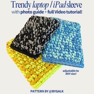 Video tutorial EASY Crochet laptop & ipad Sleeve Pattern for ALL sizes - Beginner Friendly Crochet Tutorial with guiding photos + Video