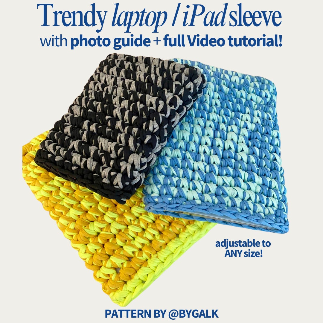 Video tutorial EASY Crochet laptop & ipad Sleeve Pattern for ALL sizes - Beginner Friendly Crochet Tutorial with guiding photos + Video