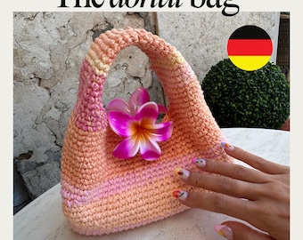 The Donut Bag Häkelanleitung + Videotutorial Link, Handtasche häkeln deutsche PDF + Schritt für Schritt Anleitung mit Bildern
