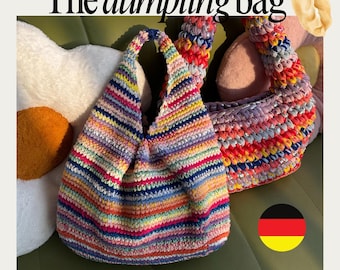 Tedesco The Dumpling Bag + Link videotutorial, Handtasche häkeln deutsche PDF Anleitung mit Bildern
