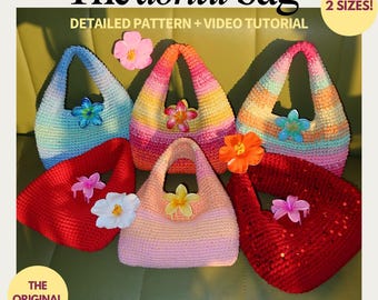 The Original Donut Bag: 2 SIZES!  Beginner-friendly Croche Pattern with FULL video tutorial + step-by-step photo guides