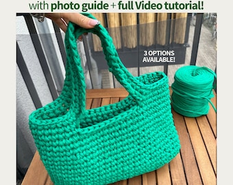 EASY Crochet Bag Pattern + Video tutorial: Trendy Everyday Handbag -  Crochet totebag Pattern for beginners with step-by-step photo guide!