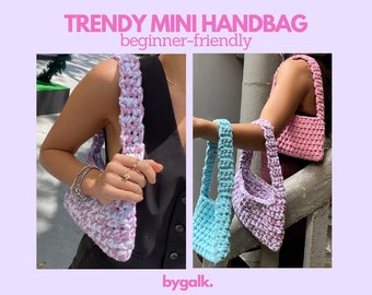 EASY Crochet Handbag Pattern + Guiding Pictures - Trendy Mini Handbag Crochet Pattern for Beginners! Cute Crochet Handbag tutorial!
