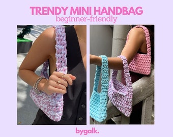 EENVOUDIG gehaakt handtaspatroon + begeleidende afbeeldingen - Trendy mini-handtas-haakpatroon voor beginners! Leuke gehaakte handtas tutorial!