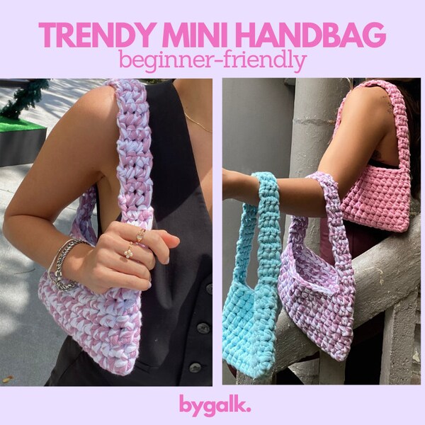 EASY Crochet Handbag Pattern + Anleitungsbilder – Trendige Mini Handtasche Häkelanleitung für Anfänger! Tolle Anleitung für eine Handtasche!