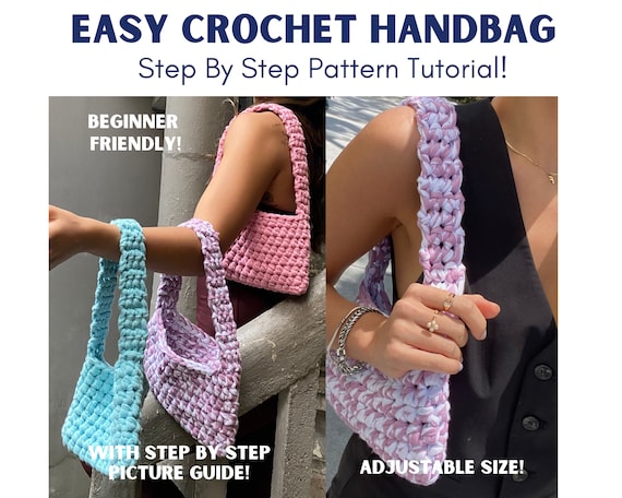 Cute Pink&Purple&Orange&Blue Crochet Small Handbag Crossbody Purse