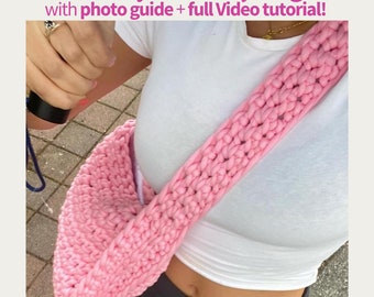 Crochet Trendy Crossbody Bag - Easy crochet bag pattern  - beginner friendly crochet pattern - Chunky Crochet bag EASY Crochet Pattern