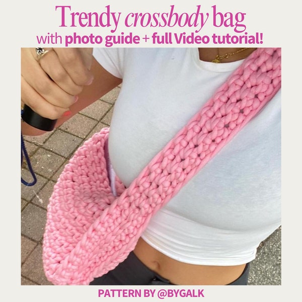 Crochet Trendy Crossbody Bag - Easy crochet bag pattern  - beginner friendly crochet pattern - Chunky Crochet bag EASY Crochet Pattern