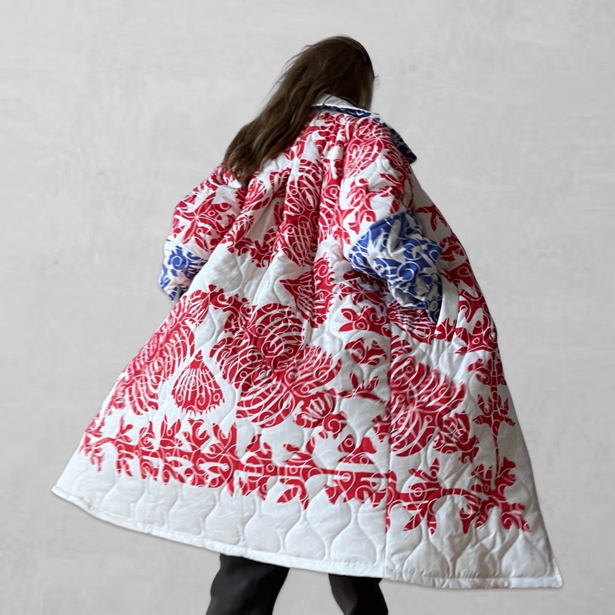 VELVET FLOWER QUILTED PUFFER JACKET