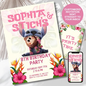 Lilo and Stitch Birthday Invitation 2025 | Editable Printable | Hawaiian Luau Party Invite | Digital Download | Stitch Birthday Girl or Boy