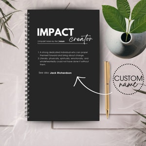 Gepersonaliseerde definitie Impact Creator Hardcover Notebook, Maneger Verjaardagscadeau, Leider Journal, Grappig cadeau voor hem Haar, Werkwaardering afbeelding 1