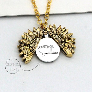Benutzerdefinierte Sonnenblume Halskette Geschenk für Frau Geschenk für Mama Sie sind mein Sonnenschein Sonnenblume Valentinstag Muttertag