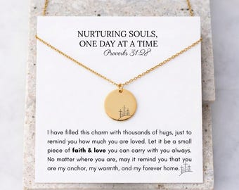Sentimental Mama Warrior Card Faith Necklace Mother Daughter Cross Wildflower Religious Thank You Note Birthstone Pendant Encouragement Gift