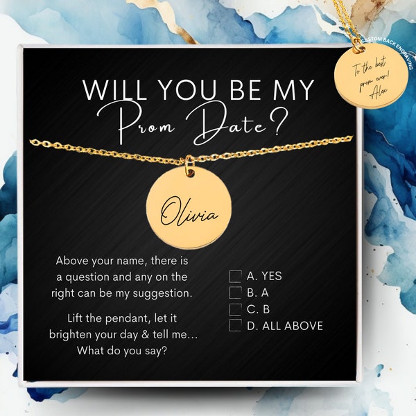 Promposal Gift Idea(From a Boy)Simple Question on Your Prom,Ask her to Prom,Dance Official Invite,Fun Prom Necklace, Name Necklace for Her