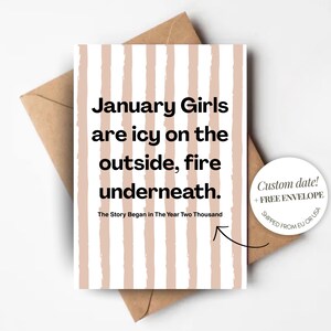 Carte d'anniversaire personnalisée pour elle, style rétro, pliée avec enveloppe Anniversaire de janvier pour fille, citation drôle, cadeau Bestie, soeur, collègue