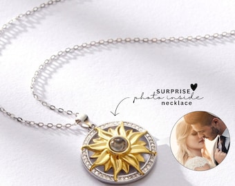 Sunflower Projection Necklace Photo Inside Jewelry Sterling Silver Pendant For Woman Birthday Best Friend Gift Wife Anniversary Wedding Gem
