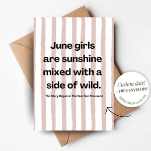 Carte d'anniversaire personnalisée pour elle de style rétro année juin pliée avec enveloppe Anniversaire juin fille citation drôle cadeau Bestie soeur collègue maman