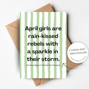 Carte d'anniversaire pliée personnalisée année avril sa carte pliée de style rétro avec enveloppe anniversaire avril fille citation drôle cadeau Bestie soeur collègue
