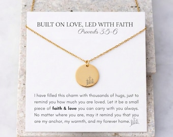 Sentimental Card Proverb Necklace Mother Daughter Cross Wildflower Faith Coin Proud of You Birthstone Encouragement Woman Birthday Idea Set