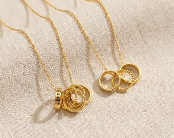 Personalized Ring Necklace For Woman Infinity Circle Name Jewelry for Her Text Pendant Loops Birthday Gift Bestie Friendship Mom Necklace