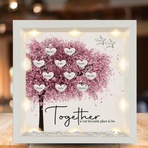 Cadre personnalisé pour arbre généalogique, noms personnalisés, décoration d'intérieur pour maman, notre endroit préféré, cadeau fête des mères, art mural, lumière LED, grand-parent
