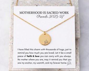 Sentimental Card Faith Necklace Mom Cristian Wildflower Cross Jewelry New Mama Hope Pendant Pregnancy Reveal Lucky Jewelry Motherhood Era