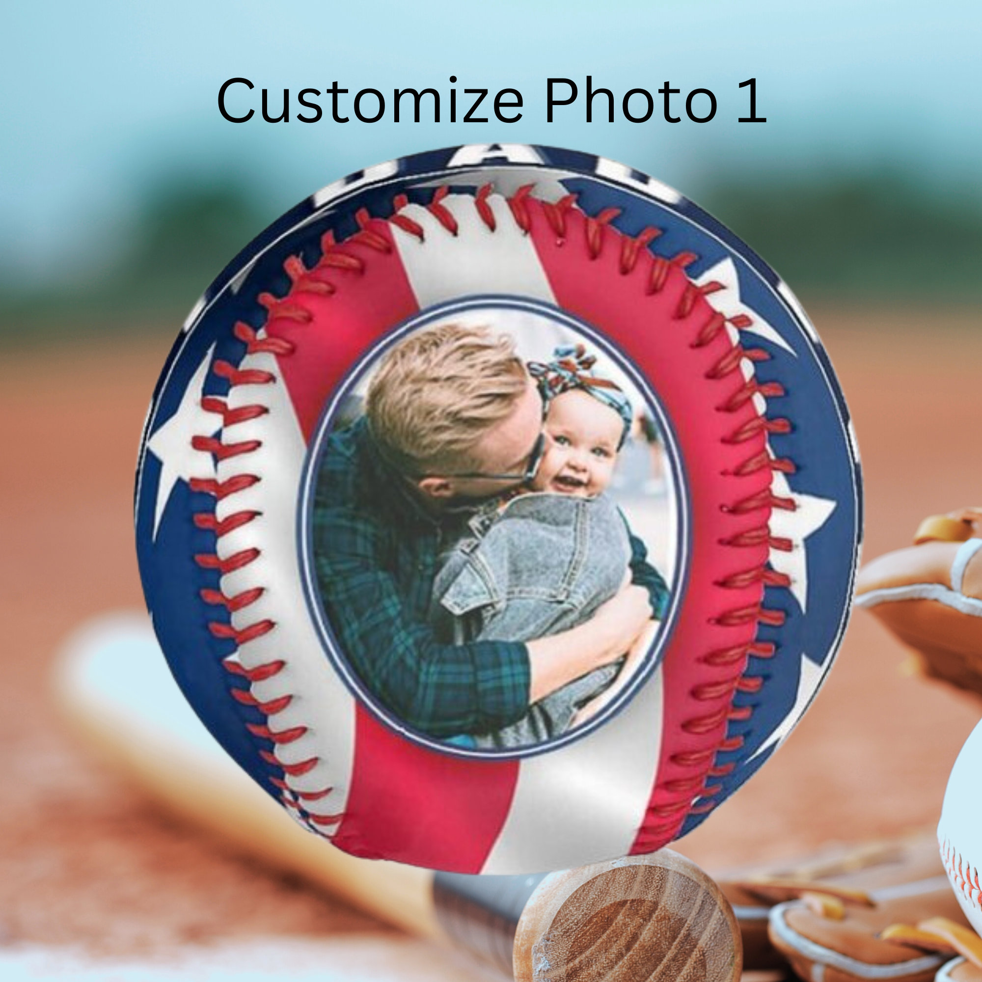 Personalized Photo Baseball Gift, Dad Baseball Lovers