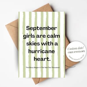 Carte d'anniversaire personnalisée pour elle en septembre, style rétro, pliée avec enveloppe Anniversaire de septembre pour fille, citation drôle, cadeau Bestie, soeur, maman