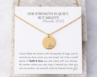 Sentimental Warrior Card Faith Necklace Best Friend Mom Cross Wildflower Faith Coin Grateful Note Birthstone Encouragement Survivor Jewelry
