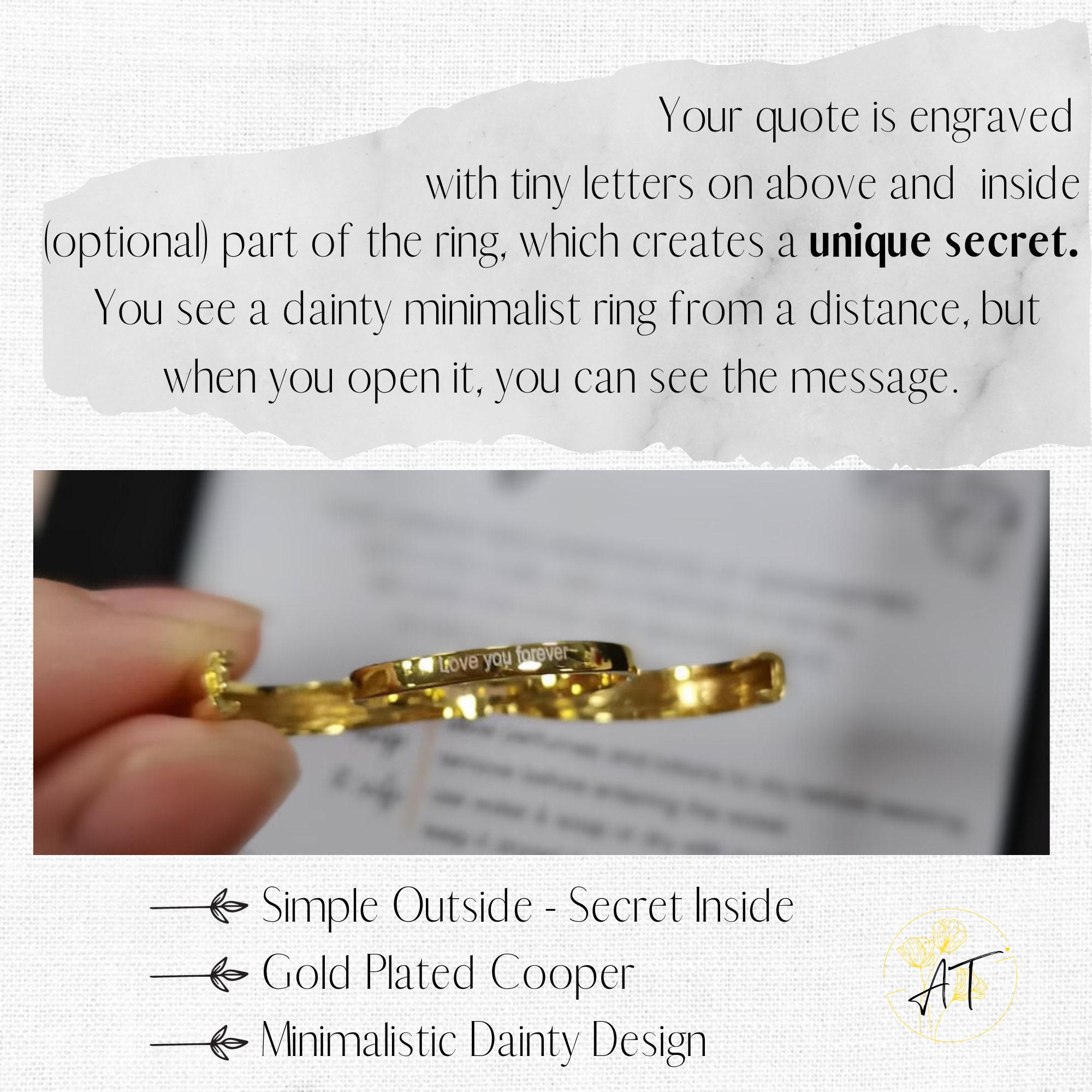 Secret Message Openable Ring for Woman Engraved Minimalistic Jewelry ...
