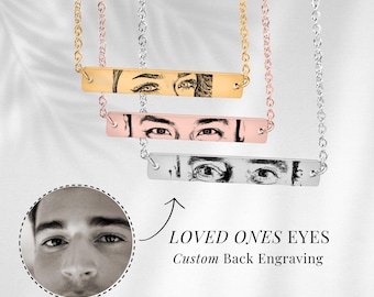 Human Eyes Engraved Necklace Romantic Gift for Valentine’s Day Custom Eye Photo Pendant Keepsake for Her Happy Valentine Gift Idea For Woman