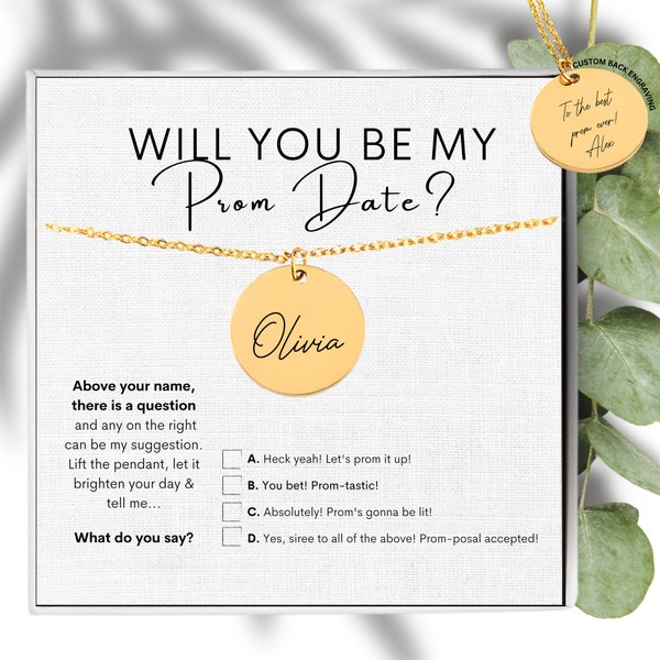 Promposal Gift Idea(From a Boy) Simple Question on Your Prom, Ask her to Prom,Dance Official Invite, Name Necklace,Funny Answers Unique Gift