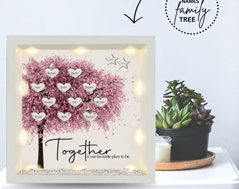 Personalized Family Tree Frame,Custom Names, Together Is Our Favorite Place,Mother's Day, Birthday,LED Light Grand|Parents Gift,Tree of Life
