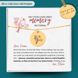 Gepersonaliseerde kardinaal herdenkingsketting voor rouwende vrouw sympathie sieraden met denken aan jou bericht citaat herinnering cadeauset voor haar