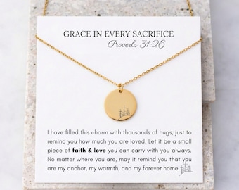 Sentimental Card Proverb Necklace Mom Cross Wildflower Faith Coin New Beginning Birthstone Coin Encouragement Mother's Gift Birthday Present