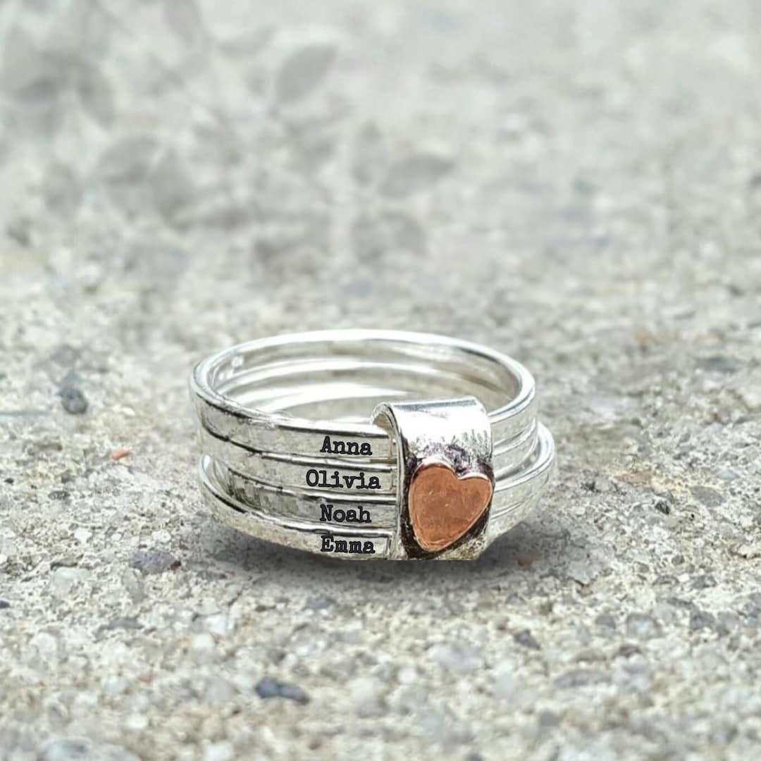 Friendship Rings With Names Personalized Friendship Name Ring for Her Heart Stacking Ring Gift ...