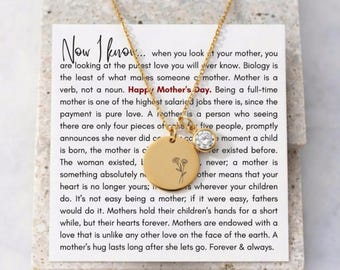 Sentimental  Mother's Day Card For Mom With Necklace&Birthstone Charm Rose Jewelry Book Poem Flower Lover Mom Birthday Set From Daughter Son