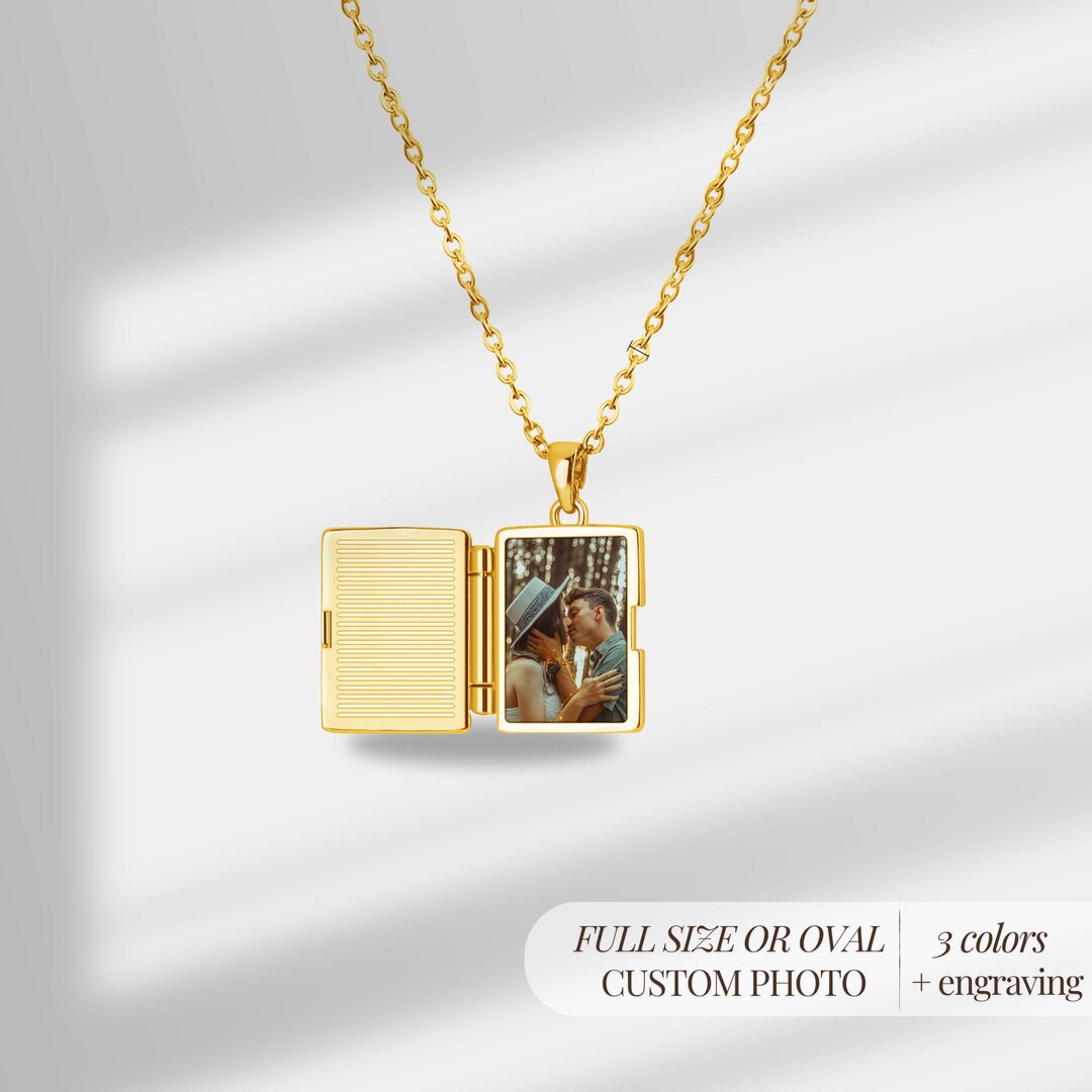 Remembrance Locket Remembrance Book Locket Necklace With Custom Photo Condolence Idea ...