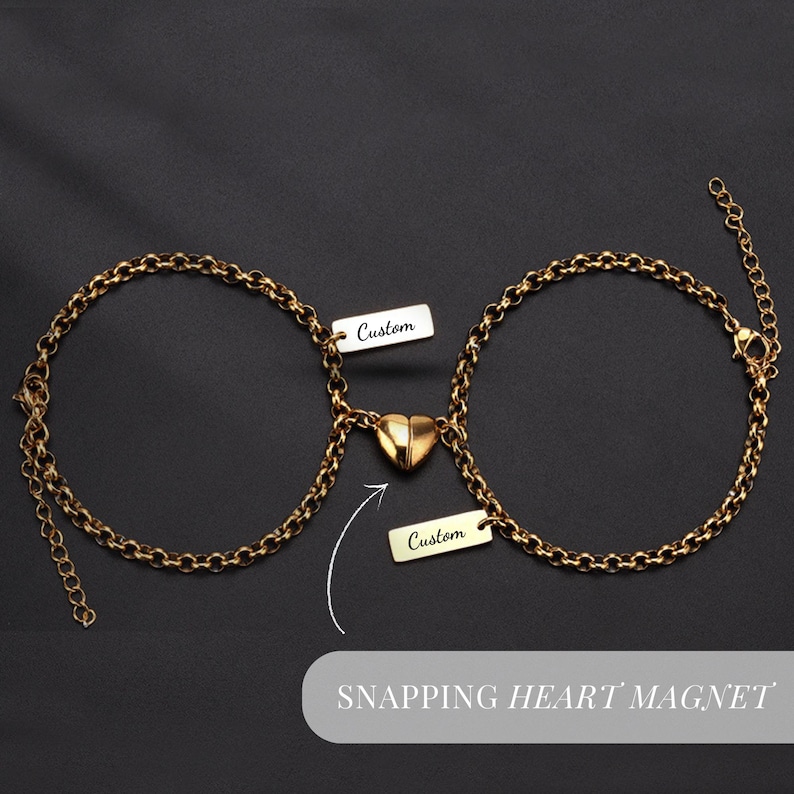 Couple Bracelet Heart Magnetic Wristband Set for Him Her Long Distance ...