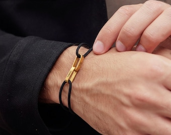 Personalized Bracelet for Men Interlocking Name Wristband for Him Birthday Cuff Infinity Long Distance Couple Name Jewelry Anniversary Gift