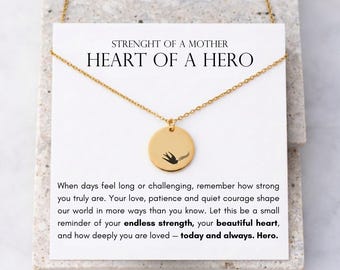 Sentimental Card For Hero Mom Necklace&Birthstone Charm Grateful Note from Daughter of a Survivor Mama Freedom Charm Birthday Thank You Gift